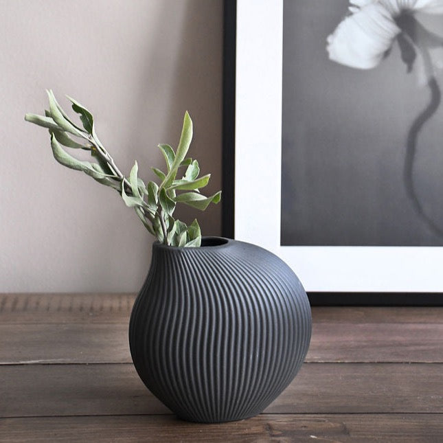 Vase Lerbäck, Dunkelgrau
