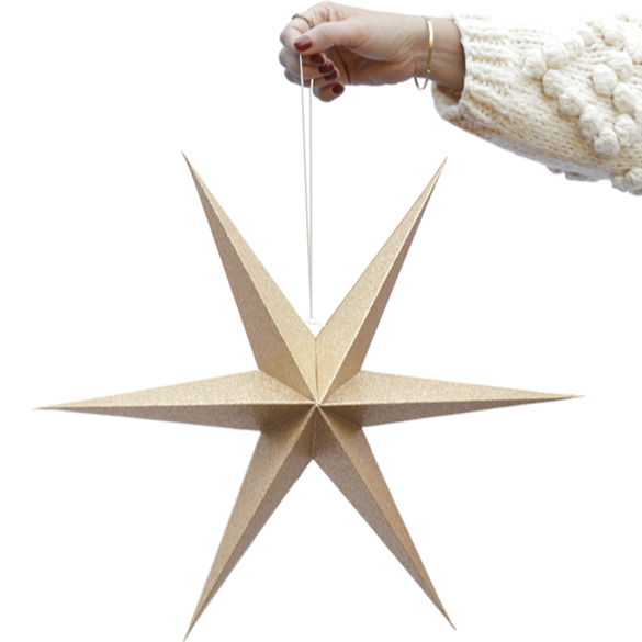 Papier Stern 2er-Set, Gold Sparkle