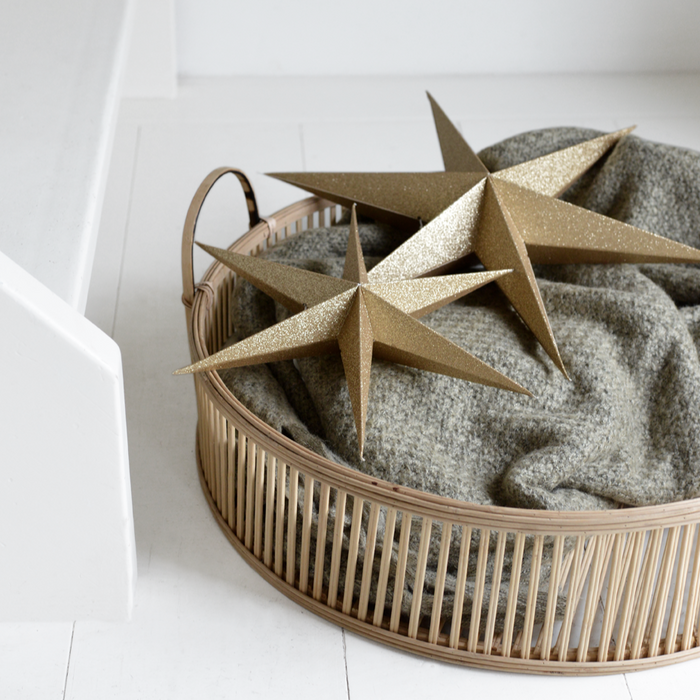 Papier Stern 2er-Set, Gold Sparkle