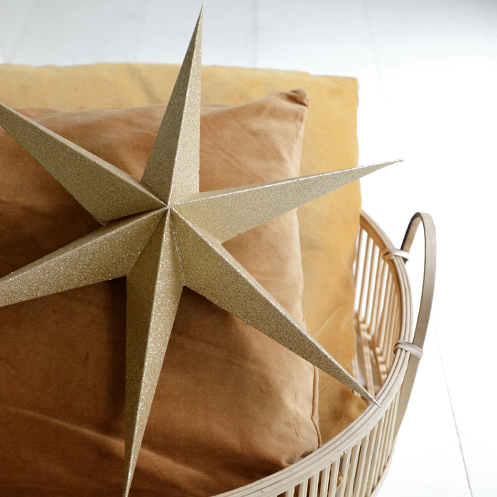 Papier Stern 2er-Set, Gold Sparkle