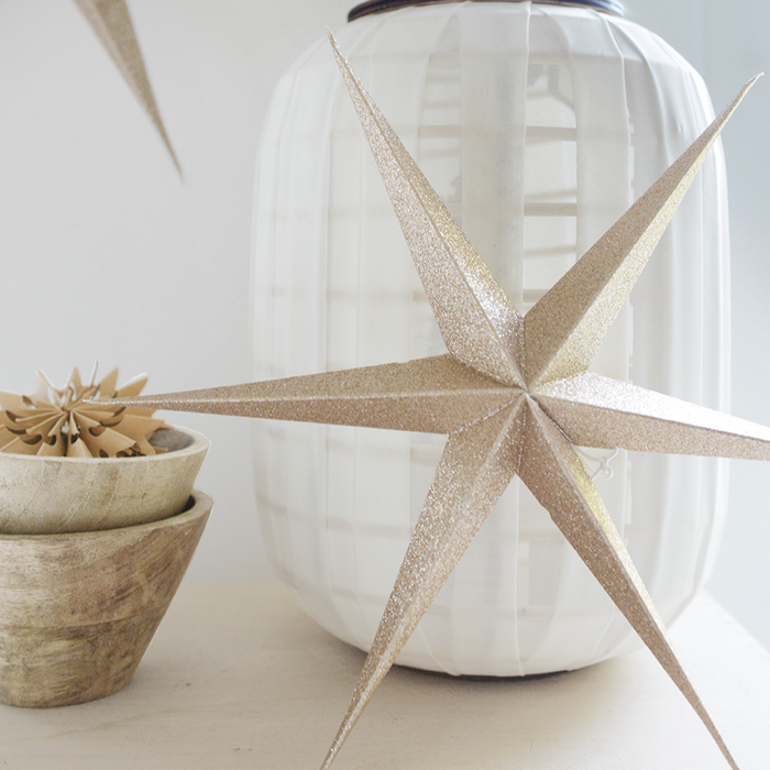Papier Stern 2er-Set, Gold Sparkle